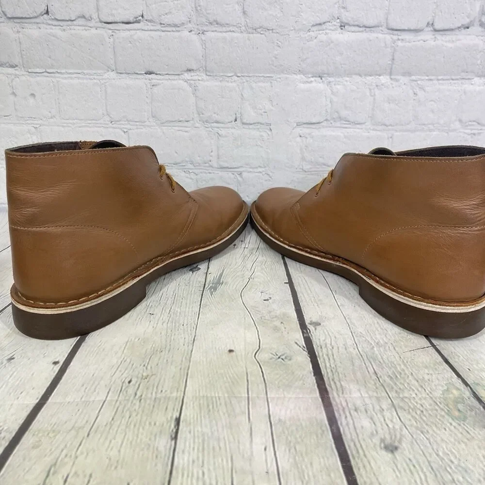 Clarks Bushacre Chukka Boots Women Size 10.5 Brown Lace Tan Leather Preppy Shoes
